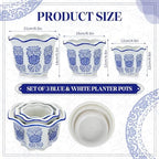 Briwooody Set of 3 Chinoiserie Planters Blue White Ceramic, Classic Style - Image 2