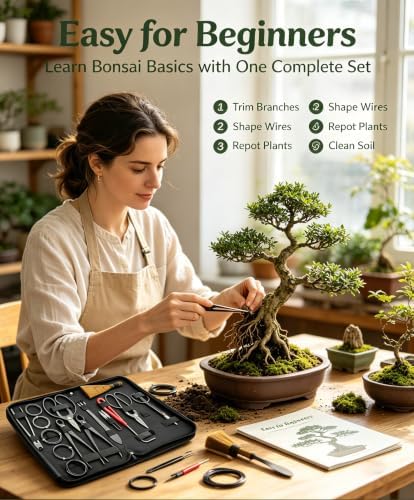 Gardening Bonsai Tool Sets 15pcs Carbon Steel Garden Plant Trimming Kit Scissor Cutter Shear Heavy Duty Nylon Case Outdoor Entrenching Tools - Image 2