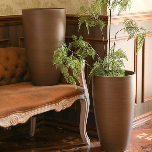 Heavy-Duty Plastic Plant Pots For Outdoor, Wooden Grain Finish Large Indoor Planter For Succulent,Roses,African,Violets,Pothos,Snake Plants,Flowers and Cactus Garden Decorations Planters Gift Choose - Image 7