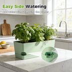 2 Pack Self Watering Pots for Indoor Plants 17 Inches Window Boxes Planters Rectangular Flower Pots Rectangle Herb Pots Large Plant Pots with Drainage Holes and Saucers Windowsill Planter, Green - Image 6