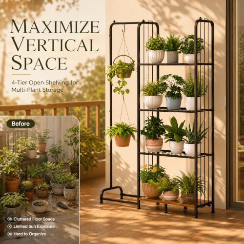 Honkazita 4 Tiered Plant Stand Indoor Outdoor with Dividers - Image 5