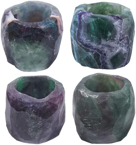 rockcloud Natural Raw Flourite Taper Tea Light Candle Holder - Image 6