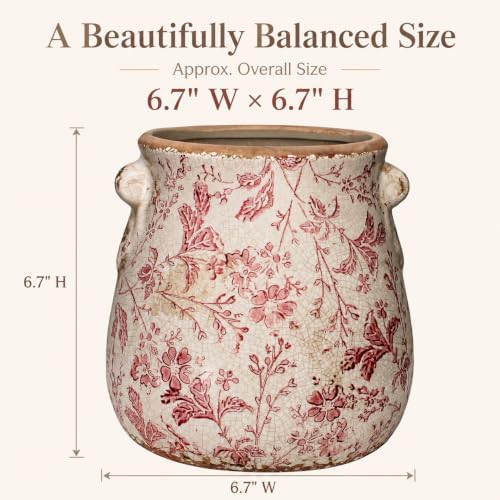 Antique Ceramic Planter & Vase for Home Decor, Rustic Farmhouse Flower Pot - Image 3