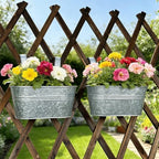8 Pack 10" Galvanized Hanging Railing Planters with Hooks and Drainage - Image 6