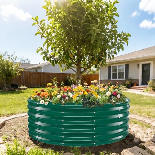 YSEJOMP 17" Tall 48" Diameter Round Raised Garden Bed Kits Outdoor Green - Image 6