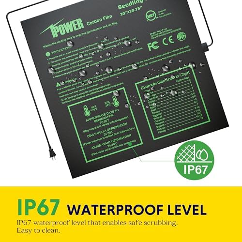 iPower 20" x 20.75" Waterproof Durable Seedling Heat Mat with Digital Thermostat Control Warm Hydroponic Plant, for Indoor Gardening & Germination Starting - Image 3