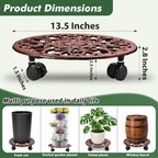 3 Pack 14 In Rolling Plant Stand with Wheels Metal Plant Caddy with Wheels - Image 4