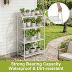 VyGrow Plant Stand, 4 Tier Plant Shelf for Indoor Outdoor, Heavy Duty Metal Tall Plant Stands Holder Rack for Living Room Balcony and Garden, White - Image 4