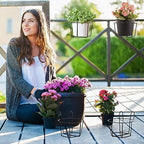 Wesiti 10 Pcs Round Hanging Railing Planters Outdoor Balcony Planters Metal Hanging Baskets Flower Pot Holder for Fence Indoor Porch Shelf Container(5.3 Inch,Black) - Image 7