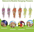 Artificial Hanging Flowers for Outdoors, 6 PCS 414 Blooms Ultra Full Morning Glory Vines, UV Resistant Faux Silk Hanging Plants for Porch Window Box Patio Garden Decor, Mixed - Image 4