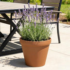 16" Round Terracotta Style Recycled Resin Planter Pot, Lightweight Outdoor & Indoor Flower Pot with Drainage Holes, Weather & Fade Resistant - Image 3