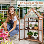 LDAILY Cold Frame Greenhouse, Wooden Raised Flower Planter Shelf w/ Triangular Top Grow Protection, Double Doors, Greenhouse Cabinet for Outdoor Patio Balcony Garden Backyard, 27" L x 16" W x 58" H - Image 6