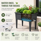 Self-Watering Raised Garden Bed Planter with Greenhouse Cover and Removable Legs, Elevated Plastic Planter Box for Outdoor Patio, Balcony, Indoor Herb Gardening (Dark Gery) - Image 4