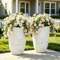 19.5" Tall Resin Planters Set of 2, Faux Birch Bark, White by Ultym