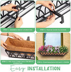 24" Hanging Window Box Basket w/Coco Liner, Black, 2-Pack - Image 5