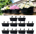 LaLaGreen Outdoor Rail Planter (16 in, 10 Pack) Black Metal Hanging Pots by L%C3%A1L%C3%A1Green