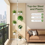 7-Layer Tension Pole Plant Stand Indoor Decorative Display Rack Stands for Flower Pots Floor to Ceiling Adjustable Hanging Corner Shelf - Image 4