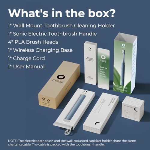 Oday Sonic Electric Toothbrush for Adults with Wall Mounted UV Cleaner - Image 4