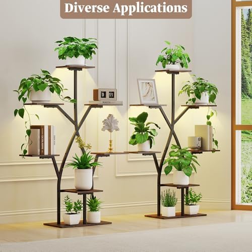 Plant Stand Indoor with Grow Lights 50" Plant Shelf Corner Lighted Plant Stands for Indoor Growing Multiple Metal 7 Tiered Large S-Shape Display Shelves Plant Rack for Home Decor Patio Balcony - Image 6