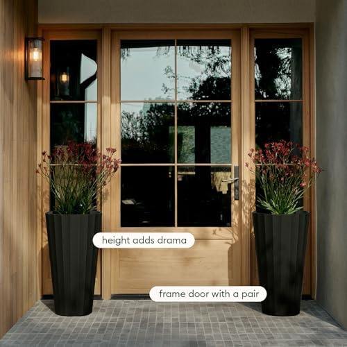 Veradek Column Series Tall Planter - Tapered Outdoor Planter with Shelf - Image 4