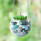Disco Ball Planter,Disco Ball Plant Hanger,Mirror Disco Planter with Chain and Macrame Hanger,Boho Disco Ball Hanging Planter for Indoor Outdoor Plants,Home Decor (8inch, Red) - Image 5