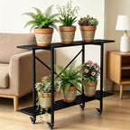 Zhongma 2 Tier Window Height Metal Plant Stand with wheels easy assembly - Image 4