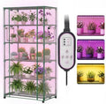 5 Tier Indoor Greenhouse with Grow Lights & Wheels & 2 Ventilation Windows , 36"x19"x70" Portable Green House Cabinet Kit with 5 Shelves Transparent PE Cover by XHIKOWAT