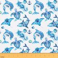 Nautical Fabric by The Yard, Sea Turtle Shell Upholstery, Shark Dolphin by Erosebridal