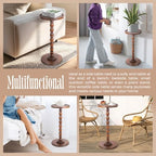 Solid Wood Round Pedestal Side Table with Tray-Top Rim – Bobbin Turned Accent End Table for Living Room, Bedroom – Compact Small Round Drink Table with Stable Base, Nightstand with Solid Table Wood - Image 6