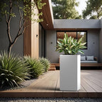 Kante White Concrete Planter 27.6" Tall All-Weather Square Large Pot - Image 3