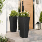 GIANTEX Planters for Outdoor Plants Set 2, 32" & 24" Tall Tapered Plants - Image 2