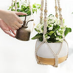 Mkono Macrame Plant Hanger and 3 Pack Plant Hangers with Self Watering Plant Pots Indoor Hanging Baskets Flower Pot Holders with Hooks No Tassels - Image 3