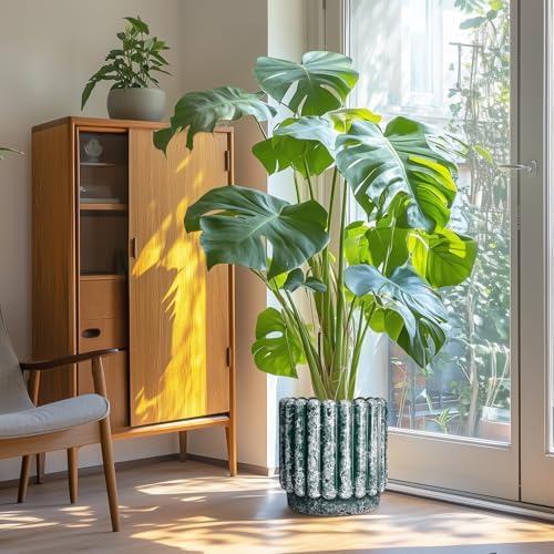 Ceramicfor 12 Inch Ceramic Indoor Planters, Green - Image 4