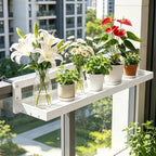 Wood Balcony Railing Table,Hanging Planter Shelf,Easy to Disassemble by YRSIANOM%EF%BD%9CCraftFurniture