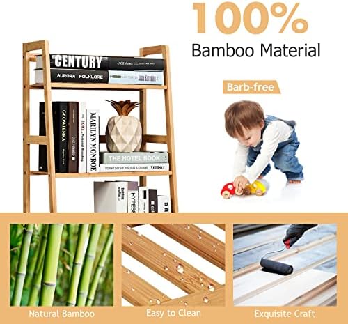 COSTWAY 4-Tier Ladder Shelf, Bamboo Plant Stand Rack - Image 4
