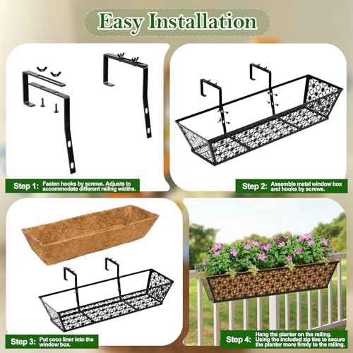 SPECILITE 24" Adjustable Metal Window Railing Planters Boxes, 2 Pack - Image 6
