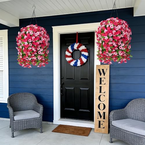 Artificial Flowers with Hanging Basket, Outdoor Faux Plants UV Resistant - Image 4