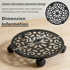 Plant Caddy with Wheels, 3 Pack 13.5” Rolling Plant Stand Plant Rollers Heavy Duty Plant Dolly with Casters Indoor & Outdoor Wrought Iron Metal Plant Tray with Lockable Wheels for Large Flower Pots - Image 3