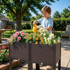 Raised Garden Bed with Legs, Outdoor Planter Boxes & Rectangular Planter, Elevated Above Ground Garden Bed Plastic Flower Pot for Patio Yard, 23.62" × 11.81" × 22.44" - Image 5
