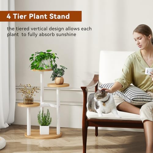 IBUYKE 4 Tier Small Plant Stand for Indoor, White TMJ073R - Image 5