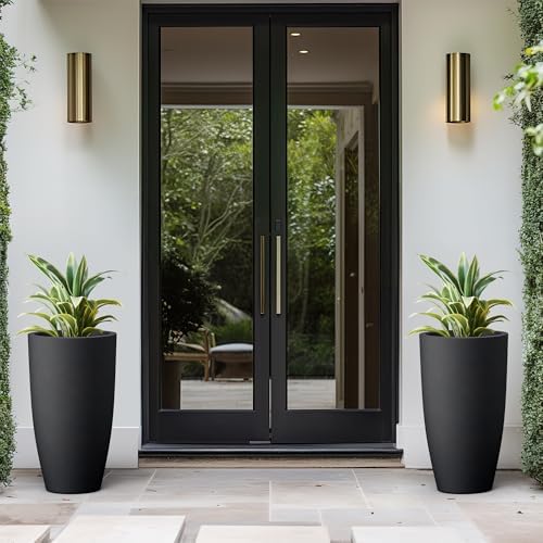 Kante Set of 2 Black Concrete Round Planters 23.6" Tall Home & Outdoor - Image 6