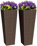 Greesum 23 Inch Tall Plastic Planters (Set of 2), Brown by BuynowfromGreesum