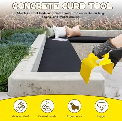 Concrete Curb Trowel, Garden Edging Curb Trowel Concrete Tool, Concrete Curb Trowel Edger, Landscape Curb Trowel with Putty Knife (Rectangle) - Image 7
