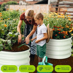 GarveeLife 2 Pcs 4.5x2x1.5ft Oval Raised Garden Bed,Galvanized Raised Beds,Open-Ended Base Metal Raised Planter Beds,Garden Bed Outdoor,Planter Raised Boxes for Vegetables,Flowers,Tool-Free Asse,White - Image 6