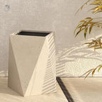 Kalif 'Rhea' 9 Inch Indoor/Outdoor Fiberstone Geometric Planter - White - Image 2