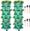 GameXcel Vertical Planter Tower - 7 Tier Stackable Garden Planters with Wheels and Tools Plant Pots for Strawberry Herb Flower and Vegetable Indoor Outdoor Use Teal 2 Pack by GameXcel