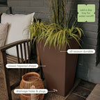 Veradek Pure Series Taper Planter - Tall Tapered Outdoor Planter with Shelf - Image 5