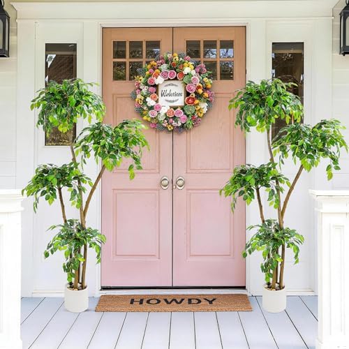 6FT Artificial Ficus Tree with White Planter, Moss and Pebbles - Image 3