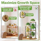 iDavosic.ly 4 Tier Wooden Plant Stand Indoor, 33 Inch Tall, Black & Brown - Image 5
