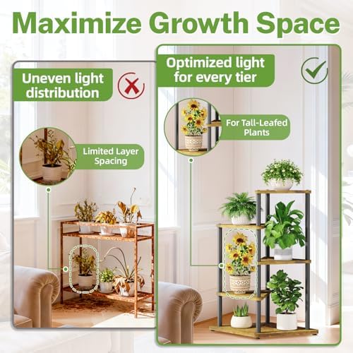 iDavosic.ly 4 Tier Wooden Plant Stand Indoor, 33 Inch Tall, Black & Brown - Image 5